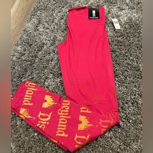 NWT Disney Parks Disneyland Official Women’s Pink/Gold Logo Leggings Size XS